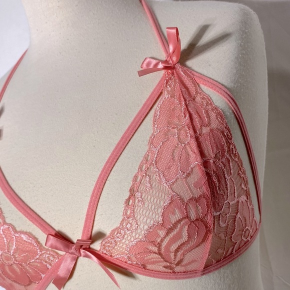 Womens Coral Lace Sexy Bikini Style Lingerie Top L - Picture 11 of 11